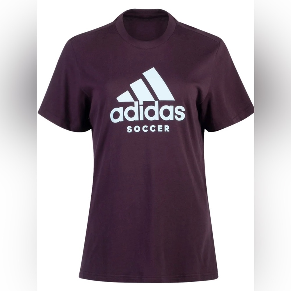 New Adidas Ladies Womens Soccer Logo Tee T Shirt Top XL Maroon Casual Gym…
